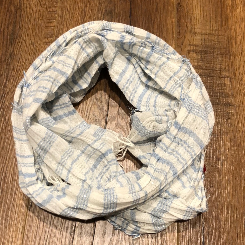 Blue and White Striped Scarf